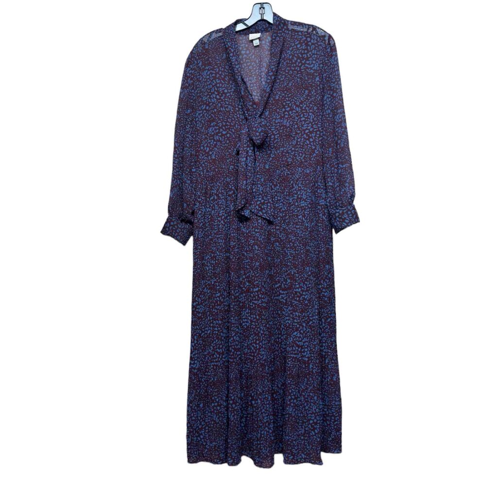 A New Day Womens Blue Floral Sheer Size Large